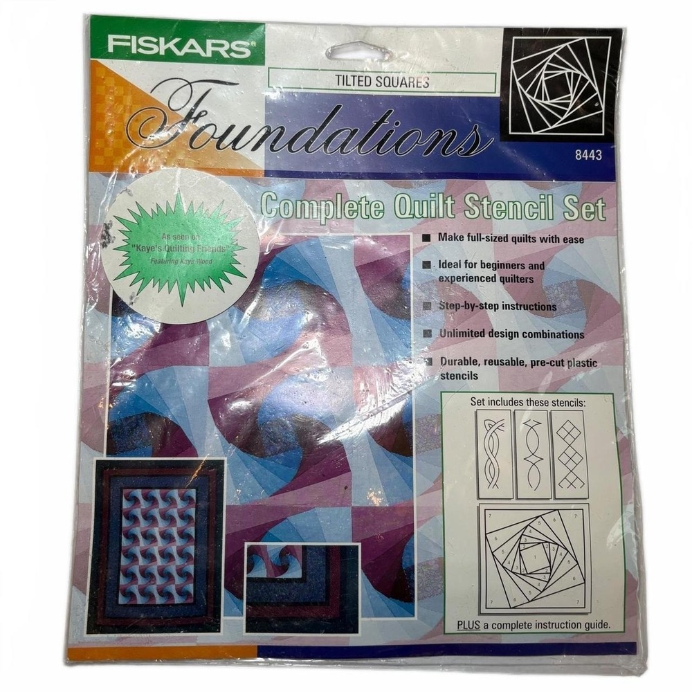 Fiskars Foundations Tilted Squares Complete Quilt Stencil Set 8443 Crafting DIY